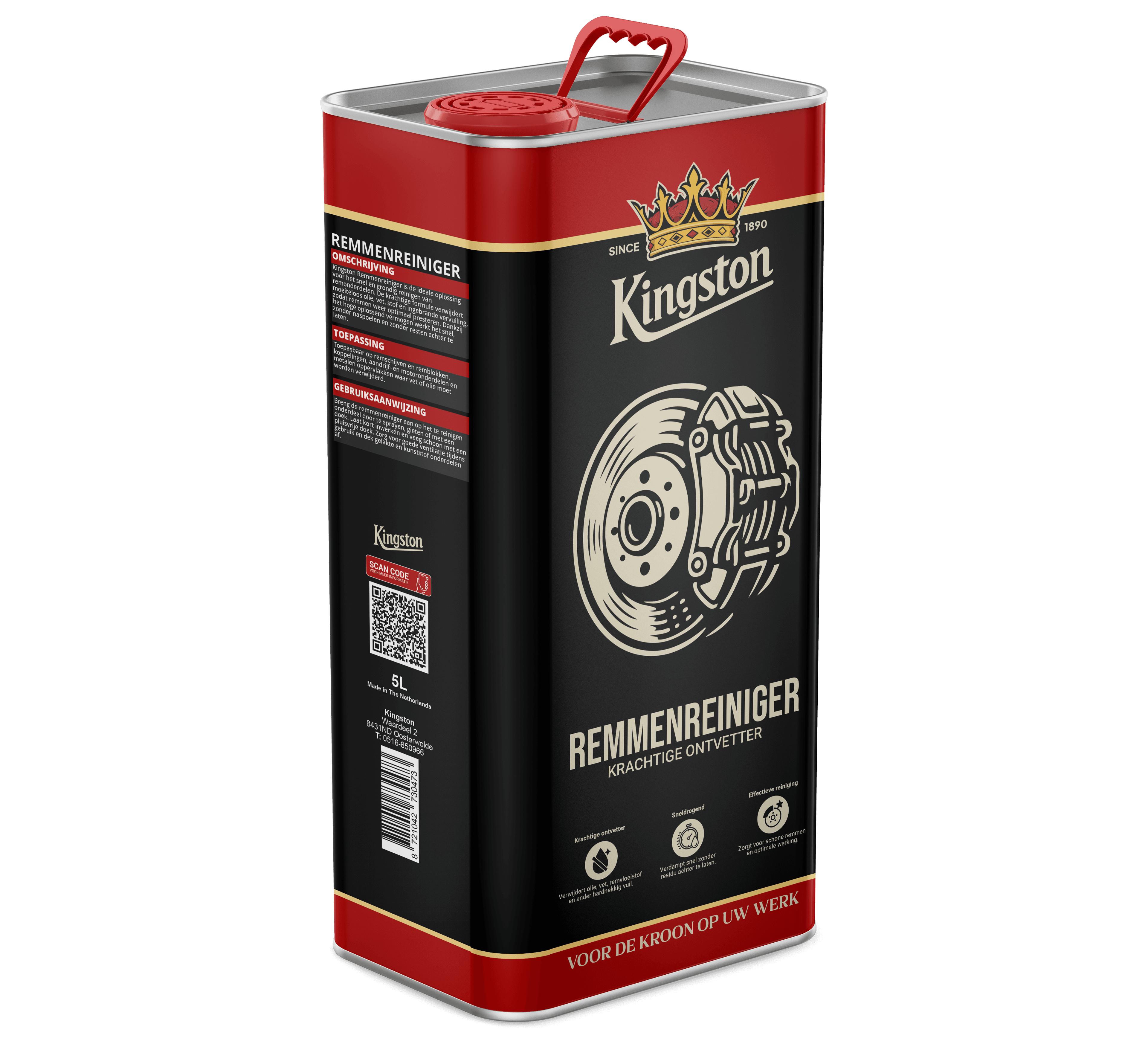 Kingston Remmenreiniger 5 Liter, Blik met Schenktuit